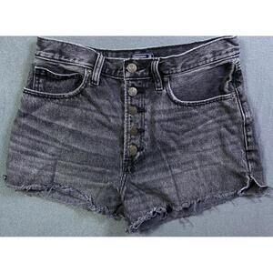Abercrombie & Fitch Shorts Womens 29/8 Black Mom Short Distressed Button Fly EUC